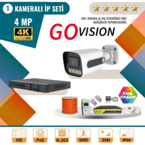 Go Vision 1'li 4MP 4K Ultra HD IP Güvenlik Kamera Seti (Gece Görüşlü, Dış Mekan Uyumlu) 8697427079775