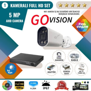 Go Vision 1'li 5MP AHD Kamera Seti – Full Color, 360mm Lensli, Gece Görüşlü Güvenlik Sistemi
