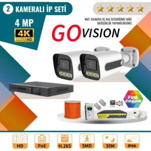 Go Vision 2'li 4MP 4K Ultra HD IP Güvenlik Kamera Seti (Gece Görüşlü, Dış Mekan Uyumlu)
