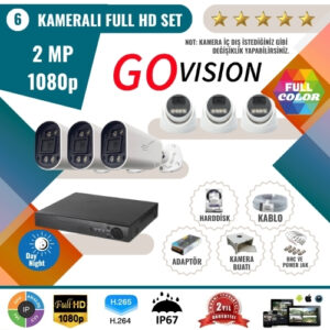 Go Vision 6'lı 2MP AHD Güvenlik Kamera Seti – Full HD, Gece Görüşlü, Kayıt Cihazı Dahil
