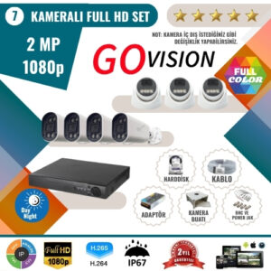 Go Vision 7'li 2MP AHD Güvenlik Kamera Seti – Full HD, Gece Görüşlü, Kayıt Cihazı Dahil