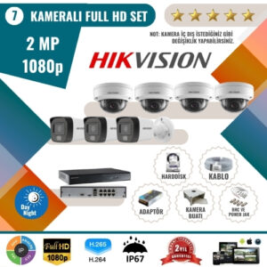 Hikvision 2MP 1080p Full HD Güvenlik Kamerası Seti – 7’li AHD Kamera ve Kayıt Cihazı
